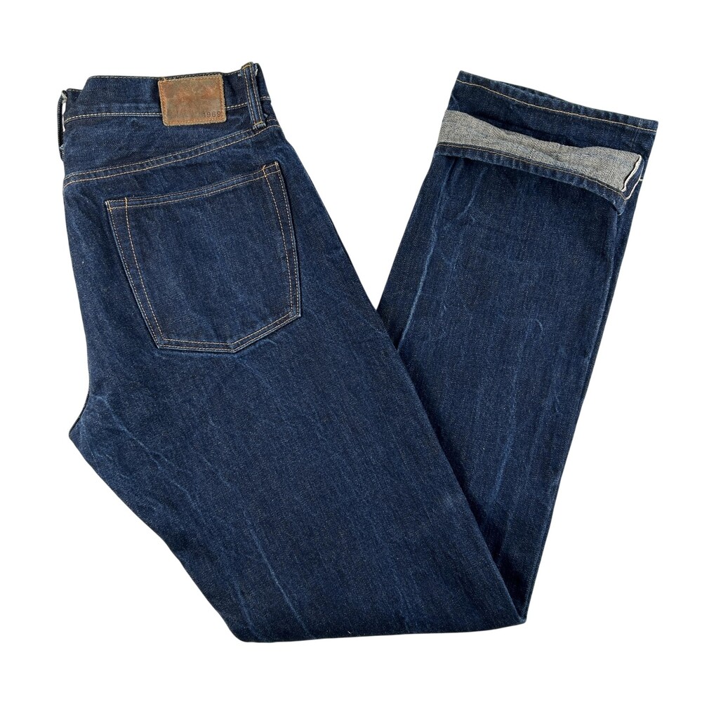 Gap 1969 Jeans Mens 34x34 Slim Raw Denim Straight Button Fly Japanese Selvedge